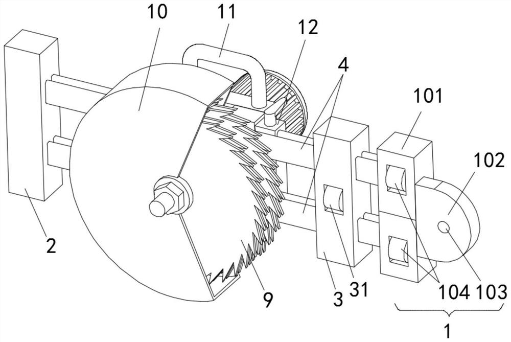 Cutting device for wood round table machining