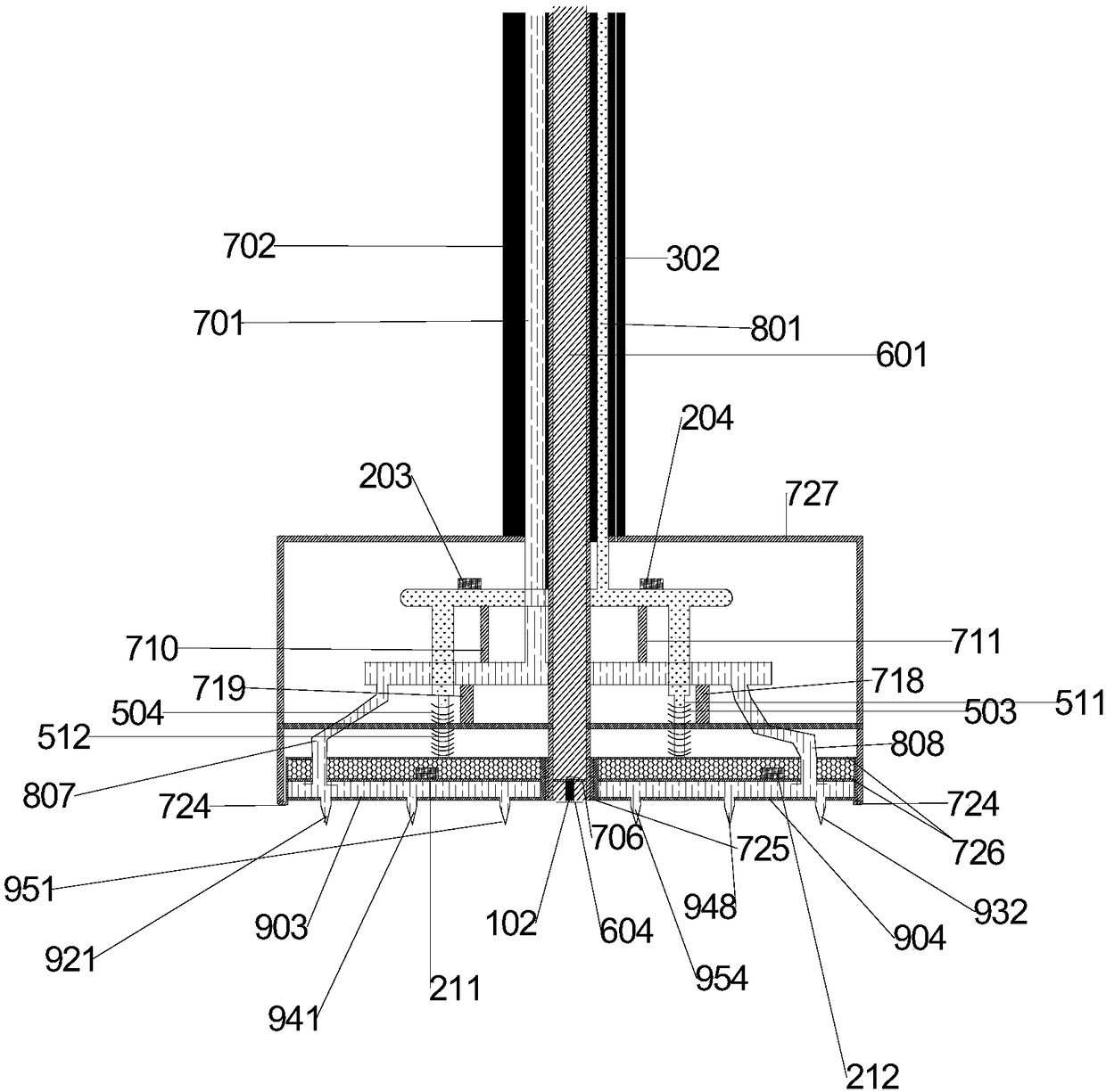 Balanced retractable whole water pressure drilling and cutting device for soft and hard stratums