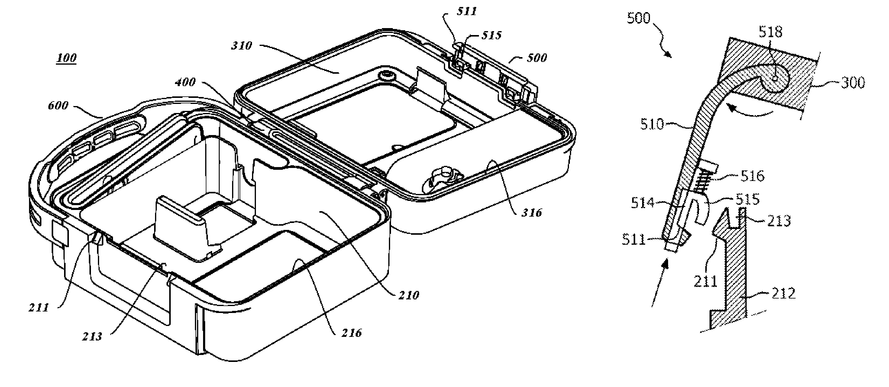 Carrying case for defibrillator with improved latch