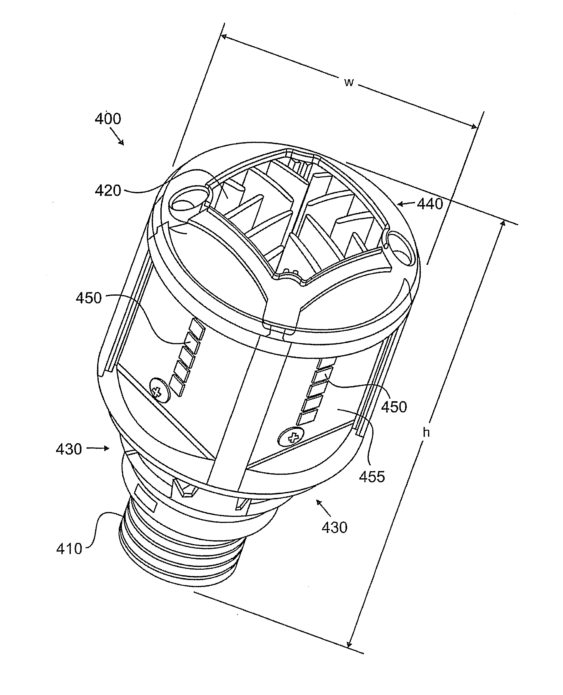 Heat sinks and lamp incorporating same