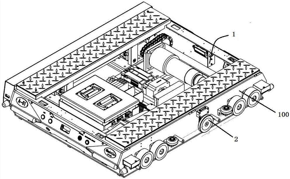 Positioning device using encoder cooperatively after laser ranging