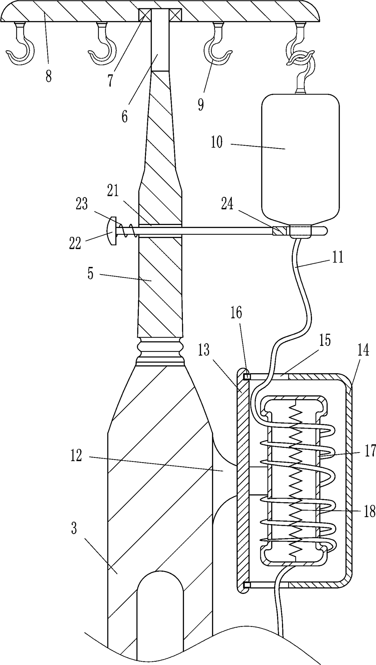 Liquid medicine heating device for intravenous infusion in winter