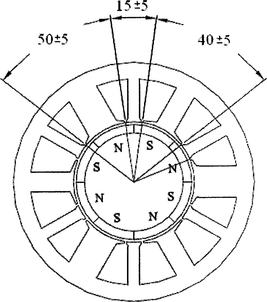 Square wave three-phase brushless permanent magnetic DC motor