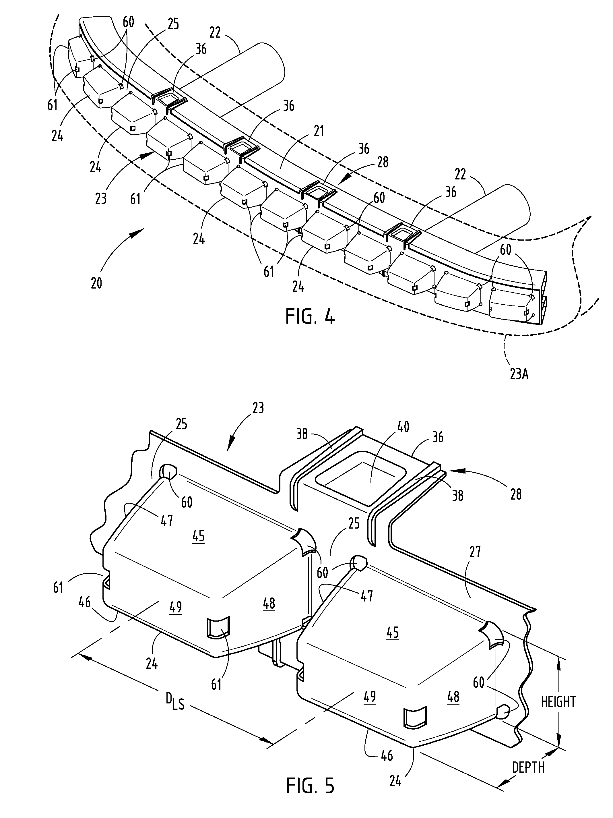 Energy absorber with lobes providing uniform pedestrian impact