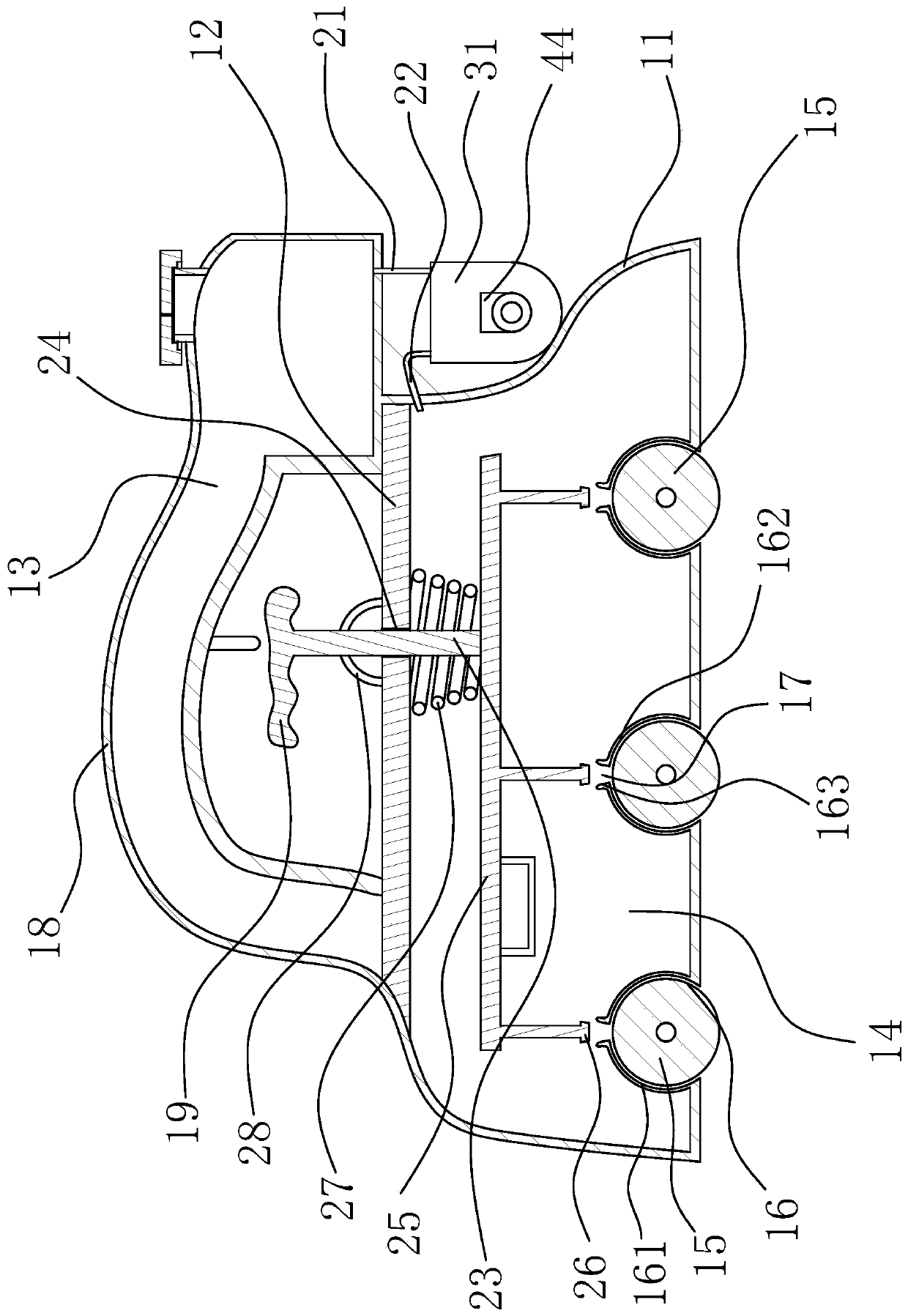 A peristaltic pump self-lubricating structure for clothing ironing and setting machine