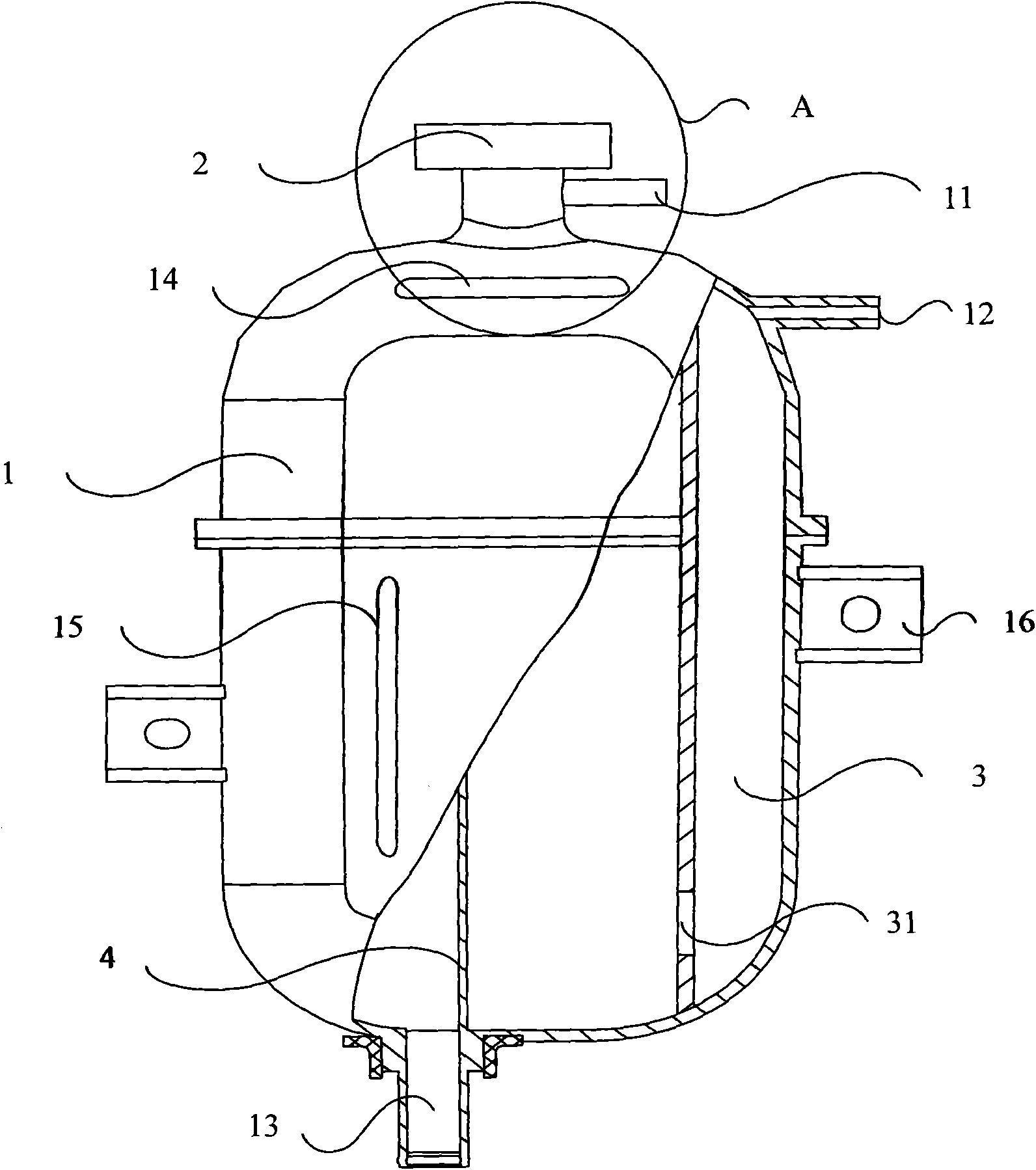 Auxiliary water tank device and engine cooling system