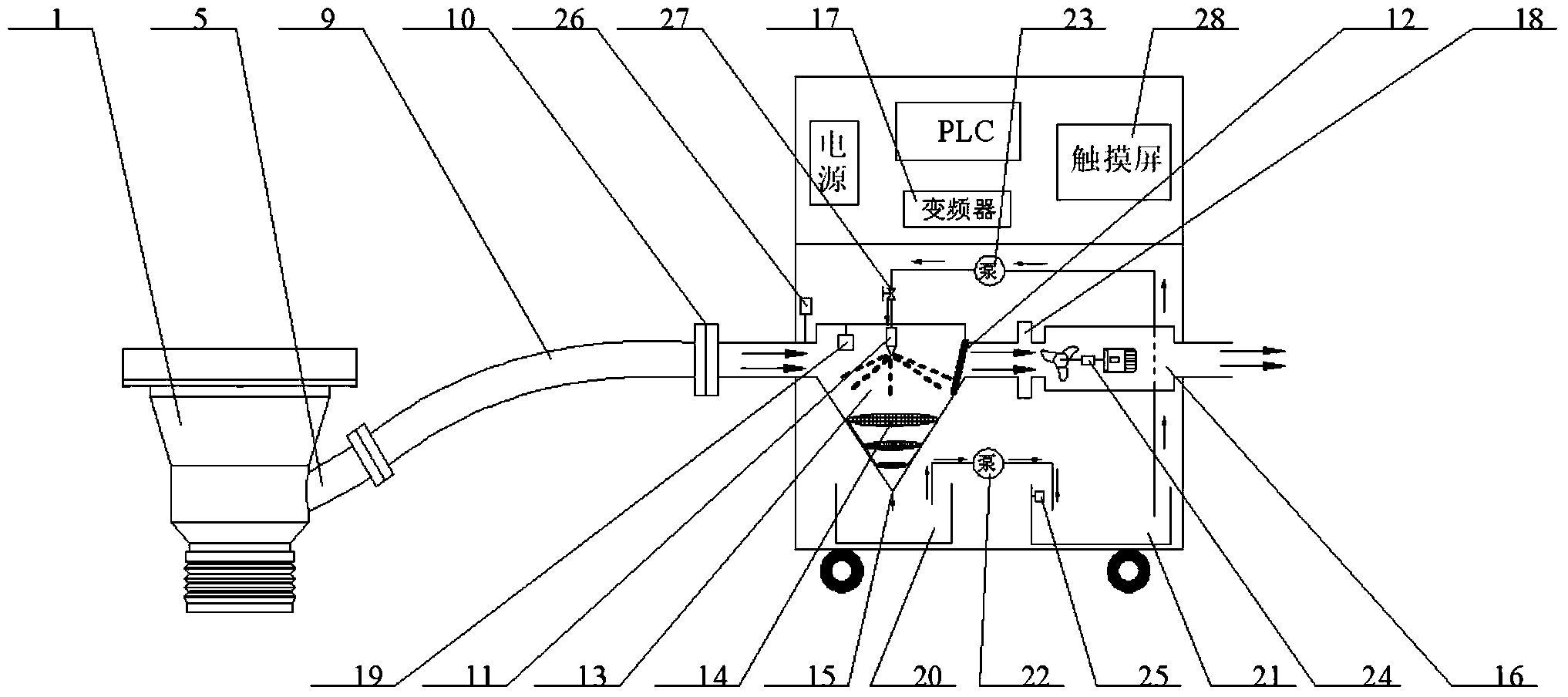 Drilling and milling carbon fiber composite material follow-up dust collection device