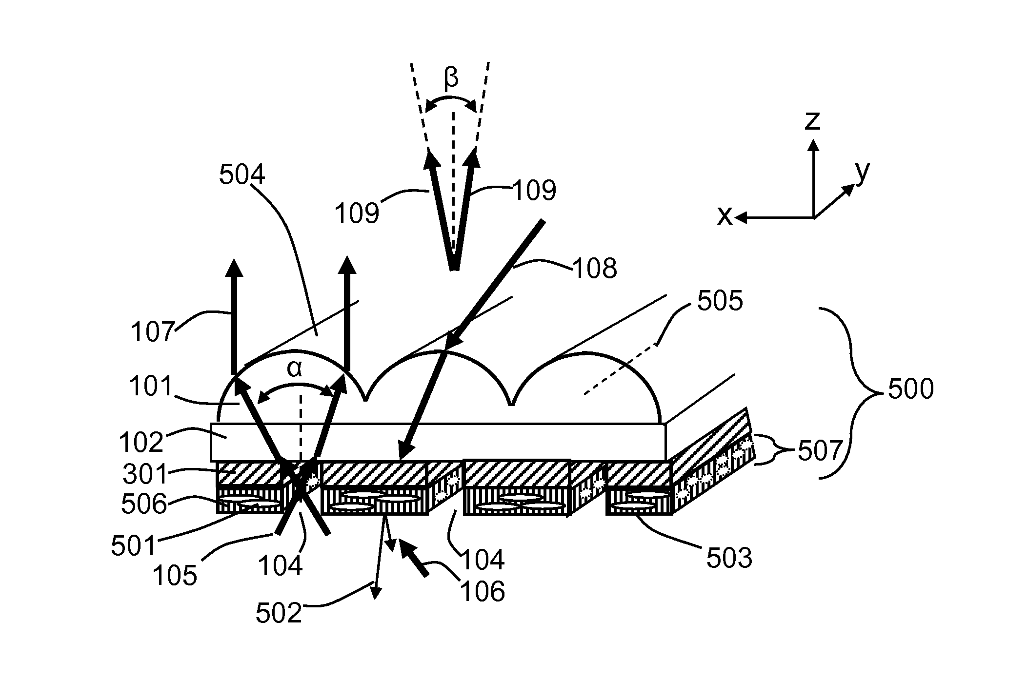 Light recycling directional control element and light emitting device using the same