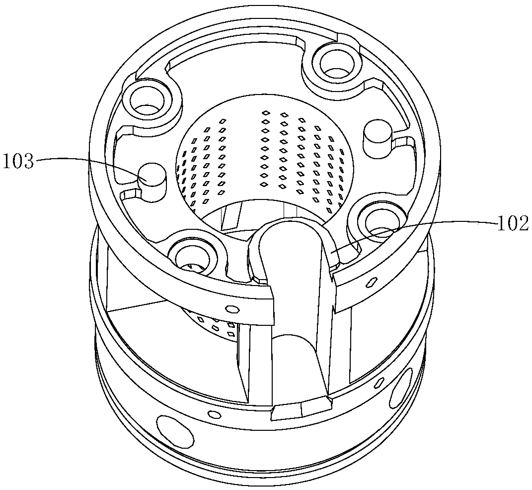 Connection base on submerged pump and oil cylinder assembly comprising same