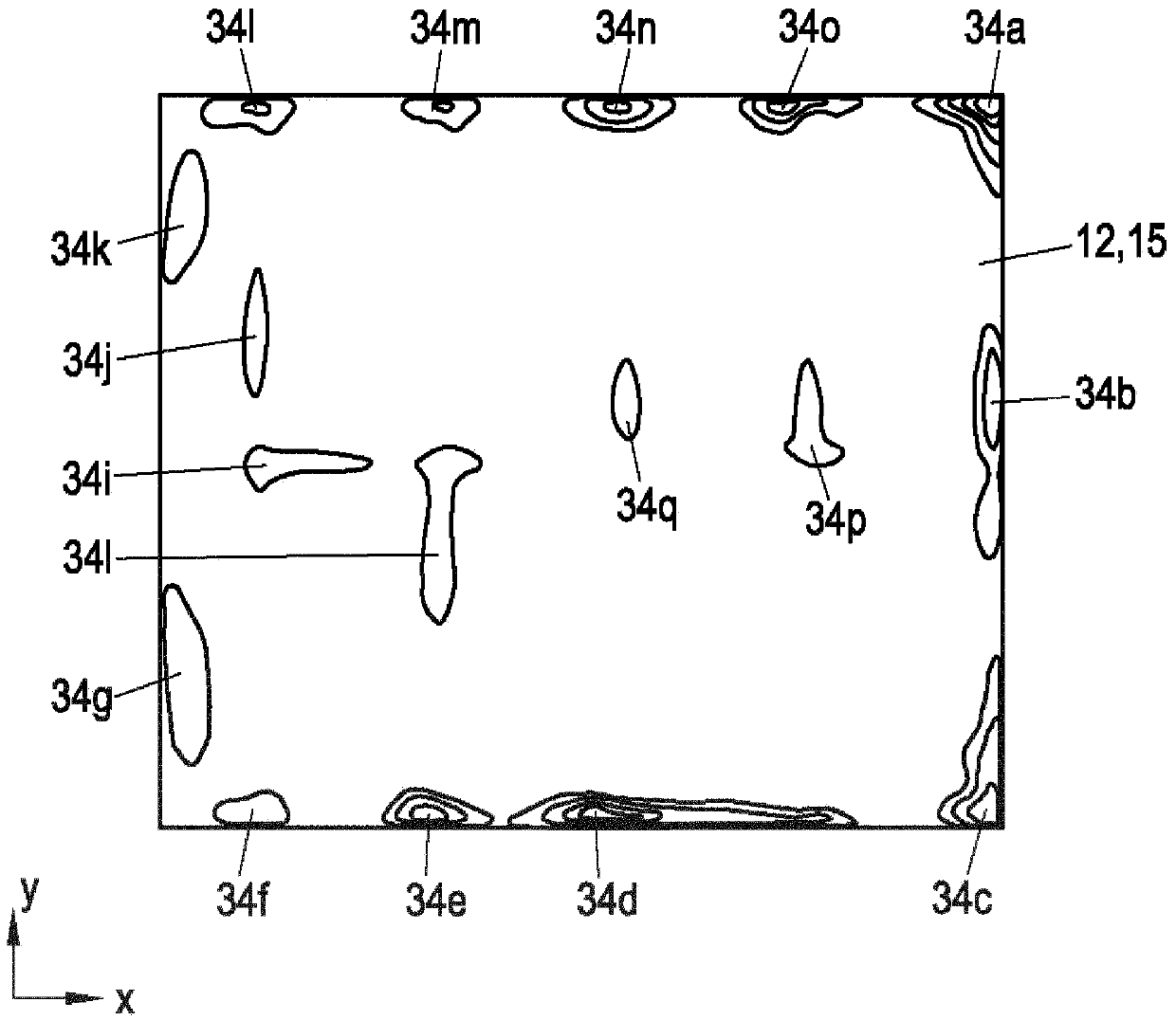 Electrolysis cell and cathode with irregular surface profiling