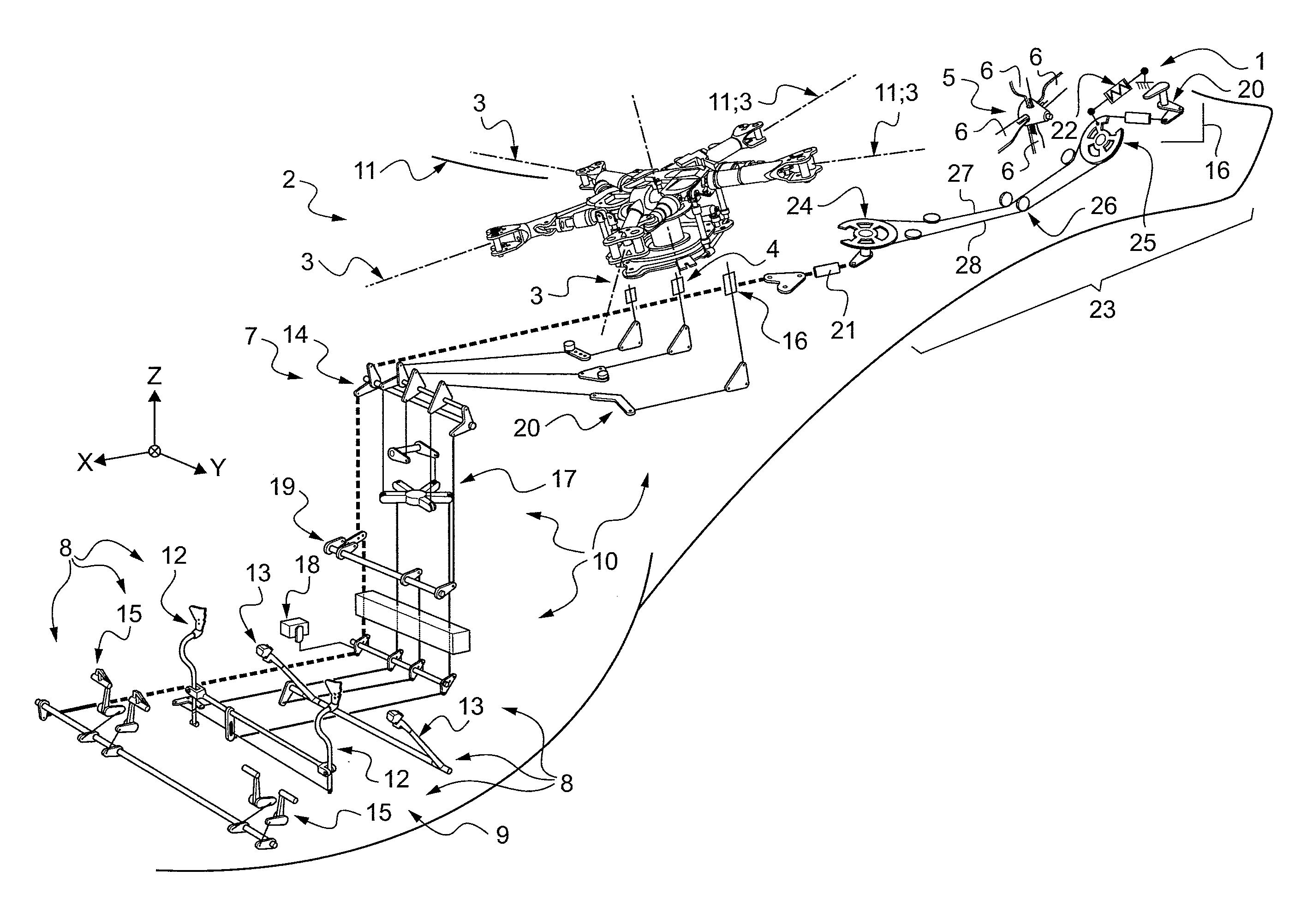 Emergency piloting by means of a series actuator for a manual flight control system in an aircraft