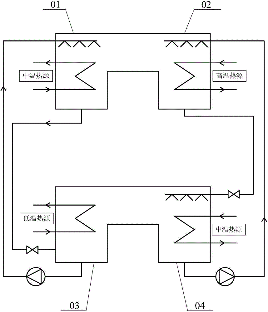 Second-class absorption heat pump system and heating method thereof