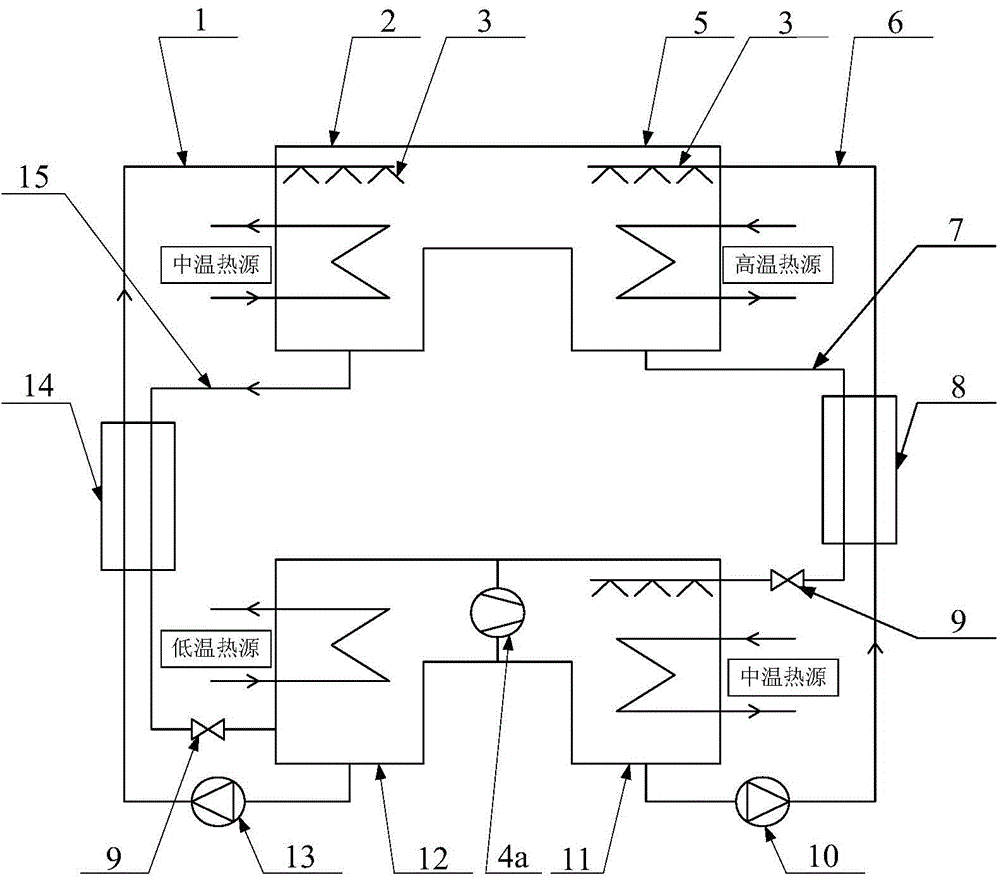 Second-class absorption heat pump system and heating method thereof