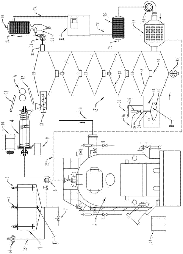 Pulse gas explosion type wastewater and garbage treatment device with residual heat utilization and Roots blower