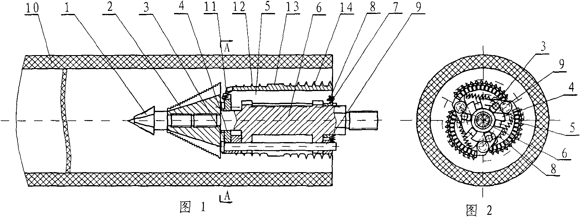 Combined cutting tool for taking inner bamboo joints and tabasheers out of intact bamboo tube