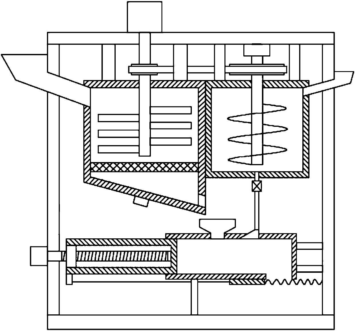 Medical waste crushing, disinfecting and compressing device