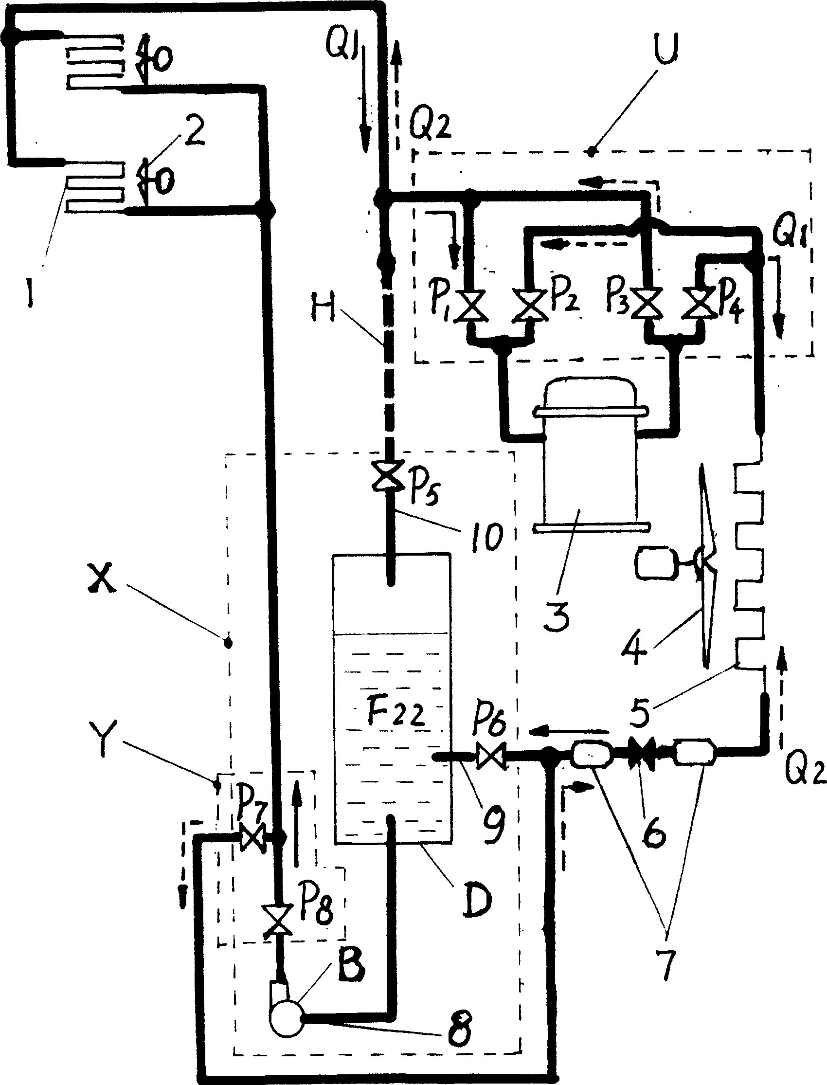 Cold-warm air conditioning system without water medium secondary transfer of cold-heat amount and use method thereof