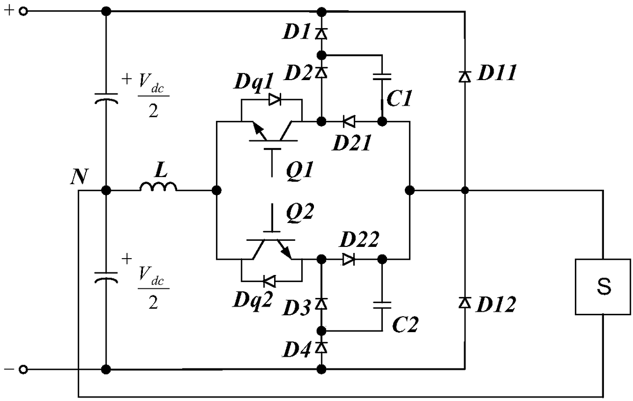 A T-type rectifying circuit and a corresponding three-phase rectifying circuit