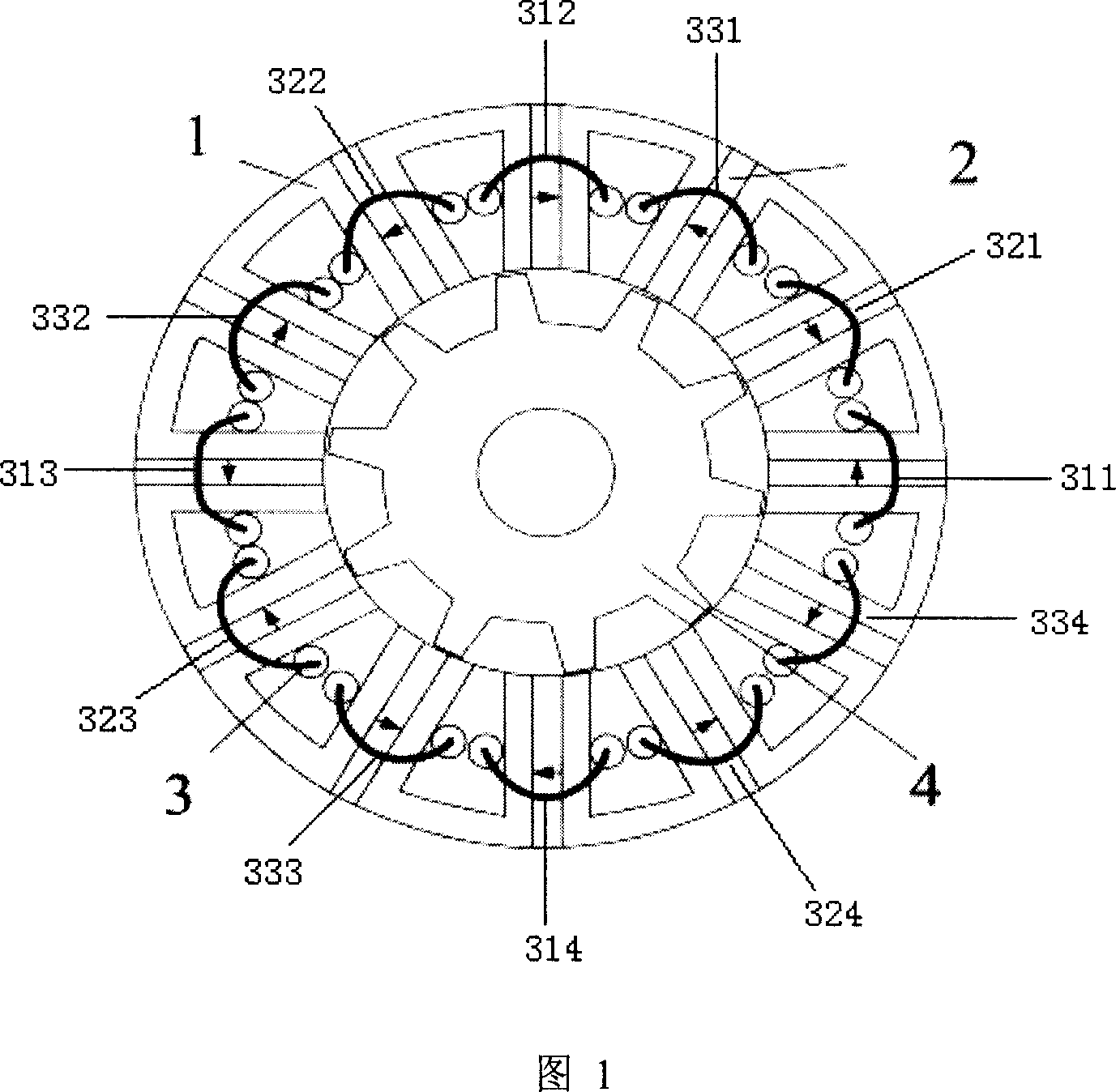 Coil mutual-supplementary magnetic pass switching biconvex permanent magnetic motor