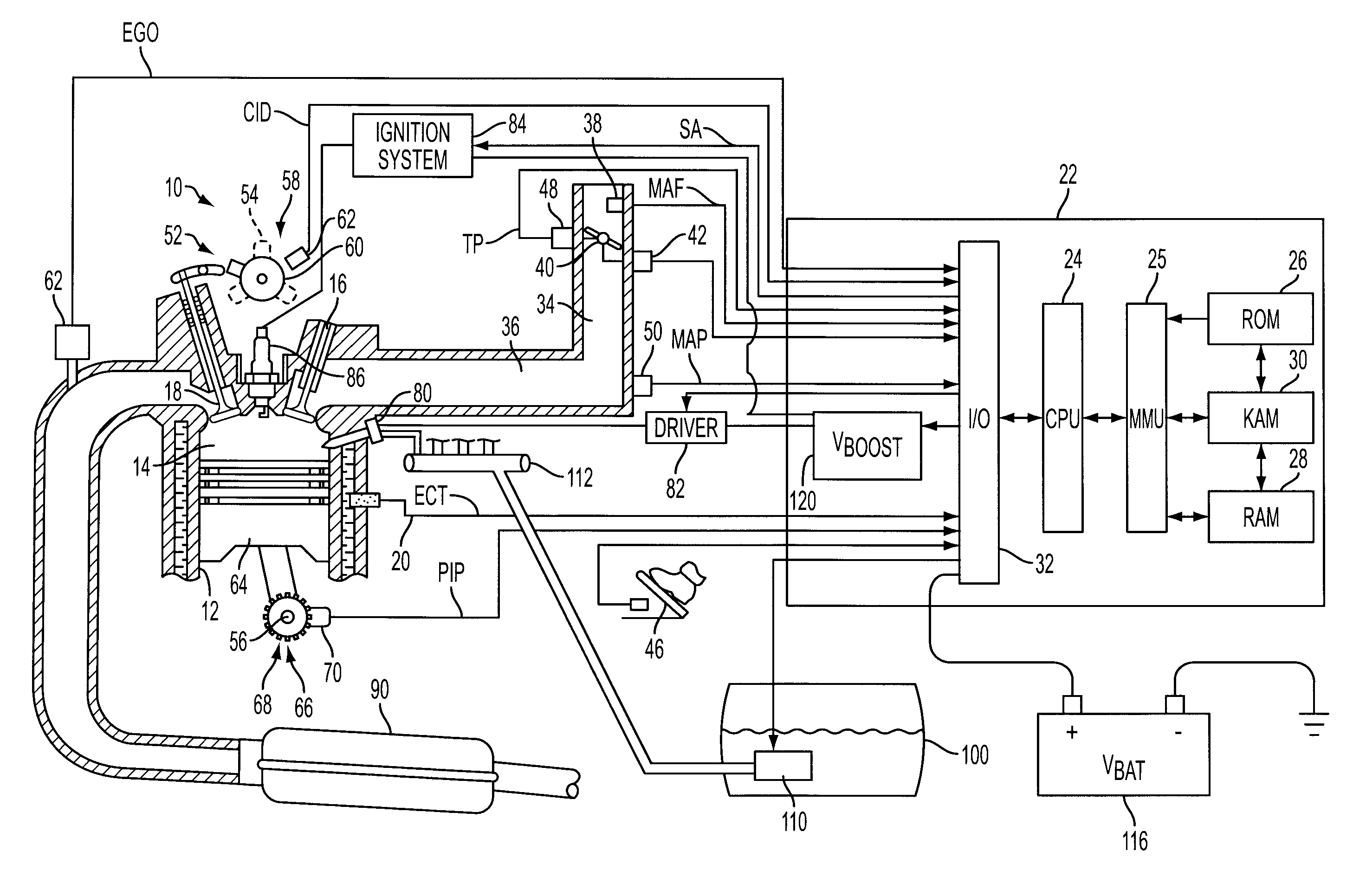 Internal combustion engine having common power source for ion current sensing and fuel injectors