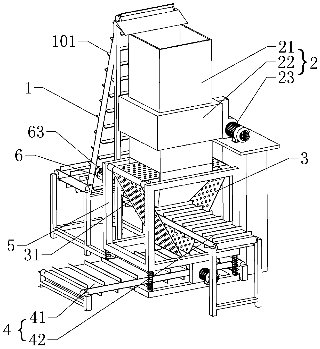 A flexible mesh belt type air suspension tea sorting equipment