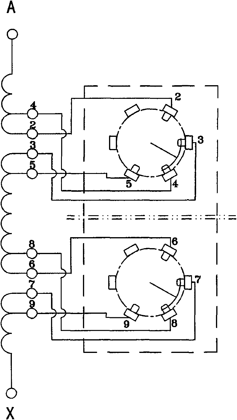 Linked voltage regulation non-excitation tap switch