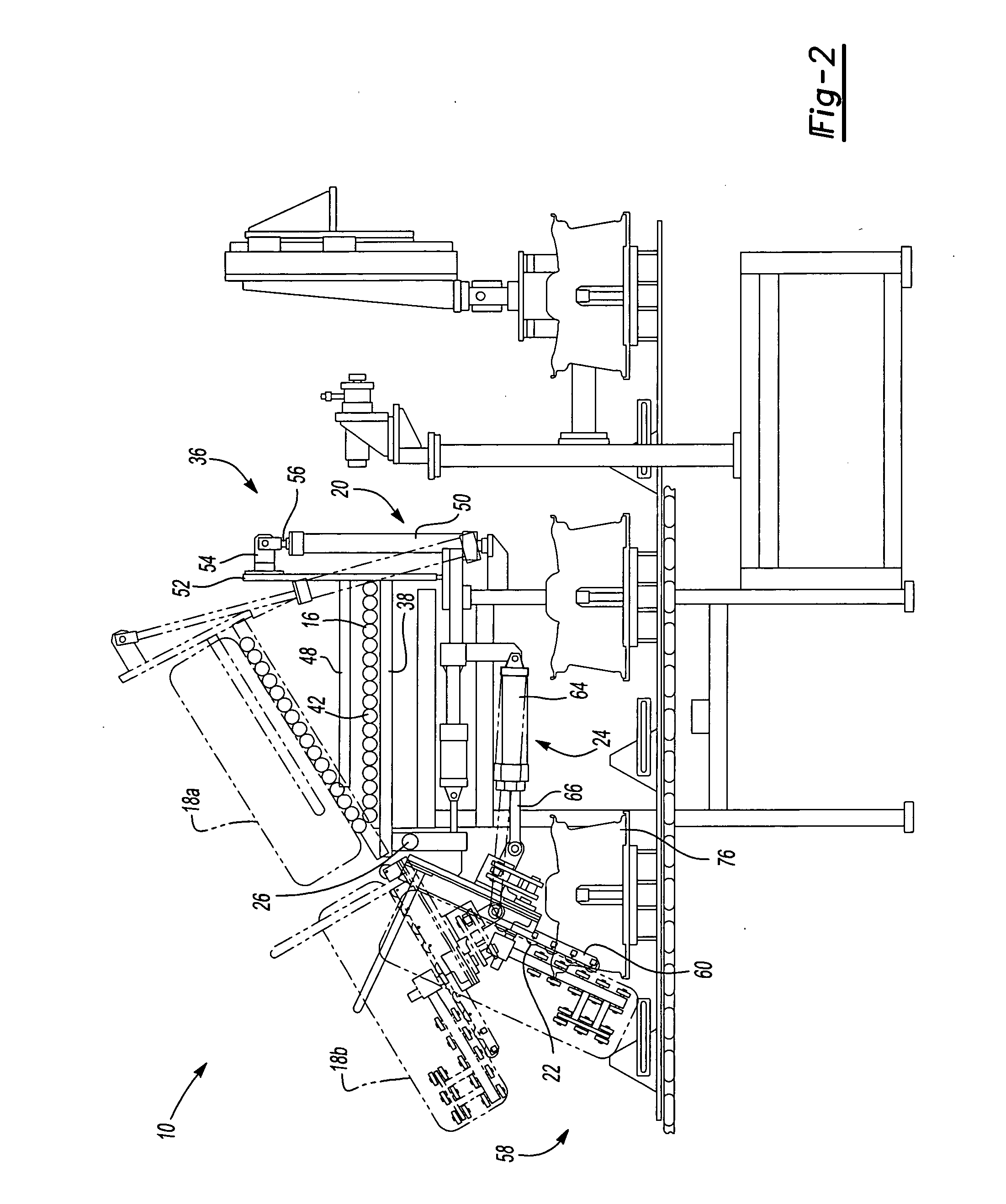 Vertical transfer device for tire assembly line