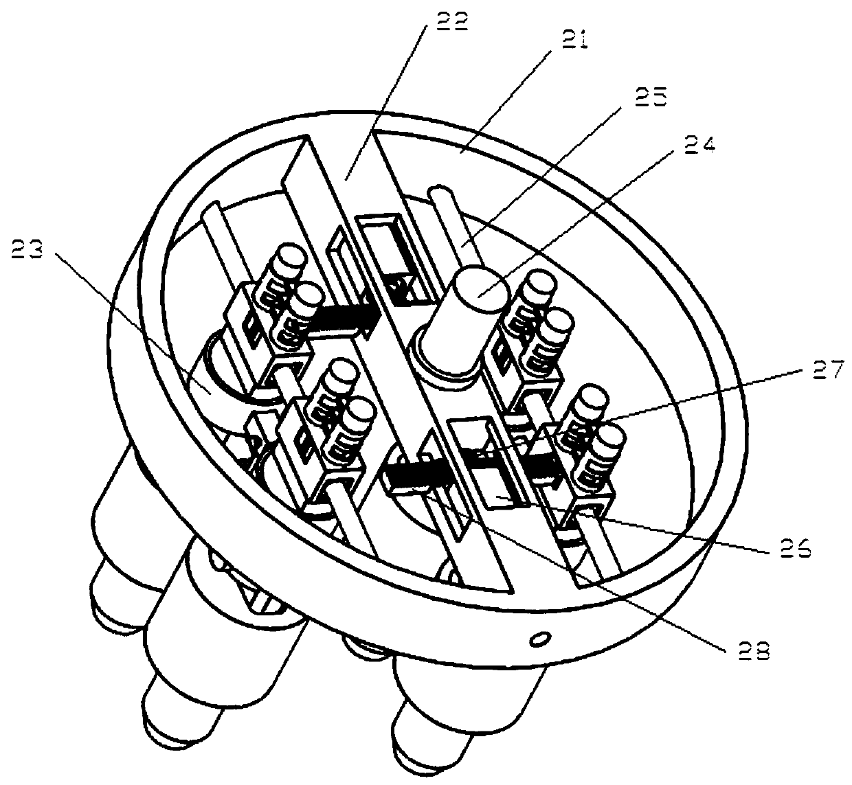 Self-identification multi-angle magnetic pole head chemical magnetic particle grinding machining device