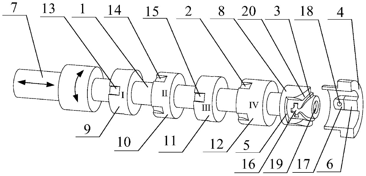 Rotary valve core switching mechanism based on cross limiting port