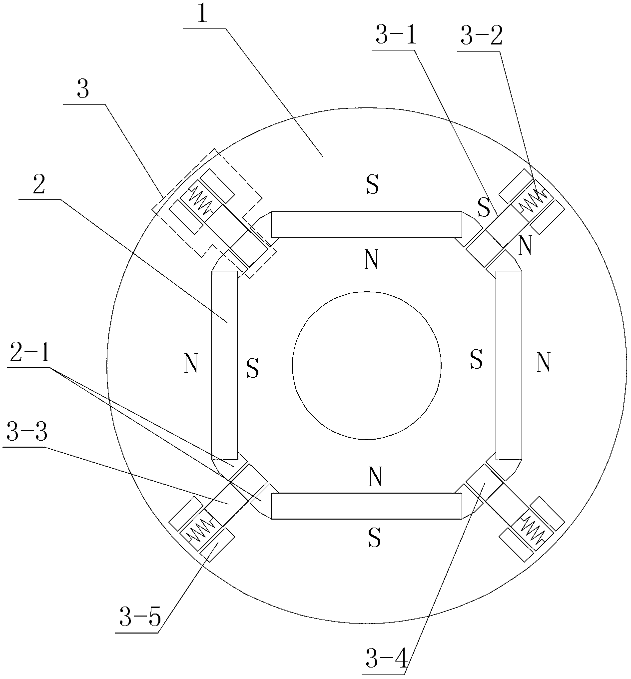 Permanent magnet motor rotor with excitation circuit variable reluctance and leakage flux path function