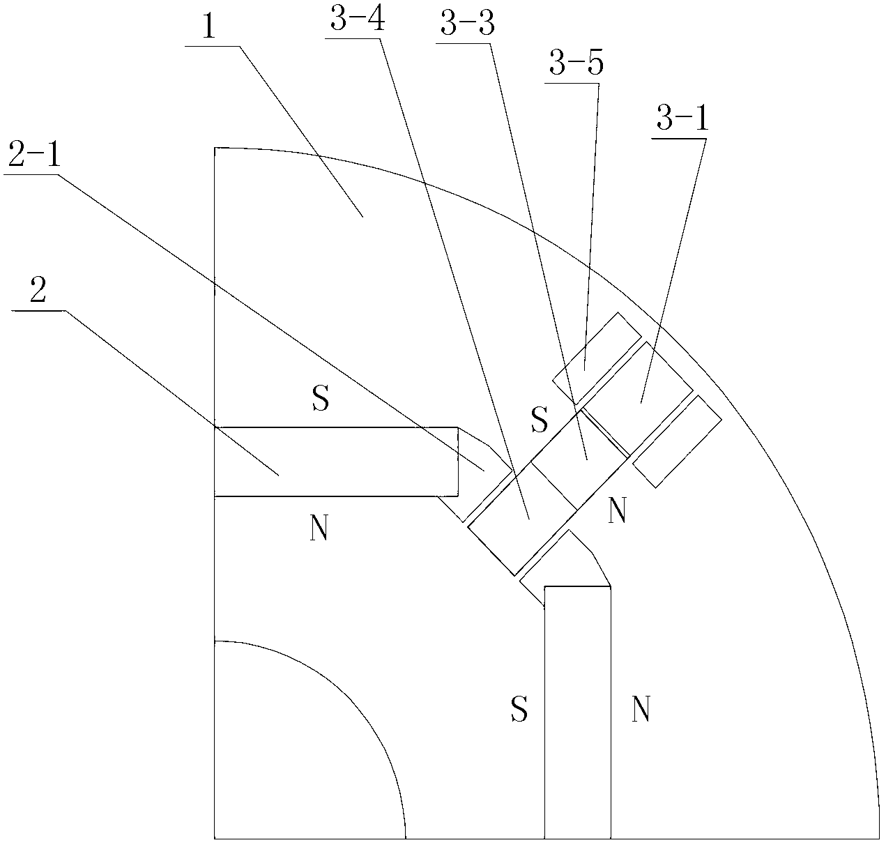 Permanent magnet motor rotor with excitation circuit variable reluctance and leakage flux path function