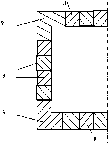 A heating furnace with modular lining