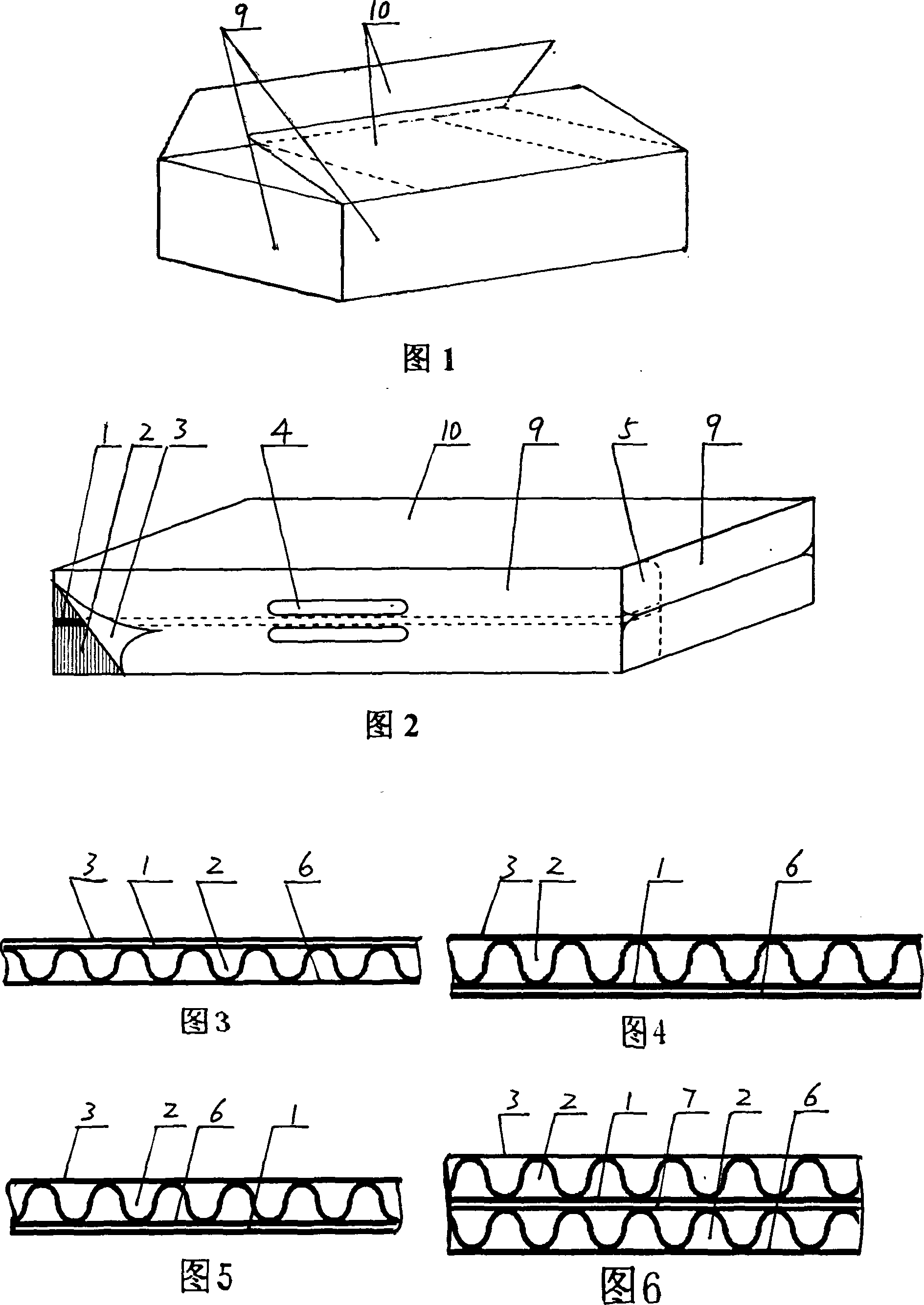 Flexible preprinting cardboard box, production method and production equipment thereof