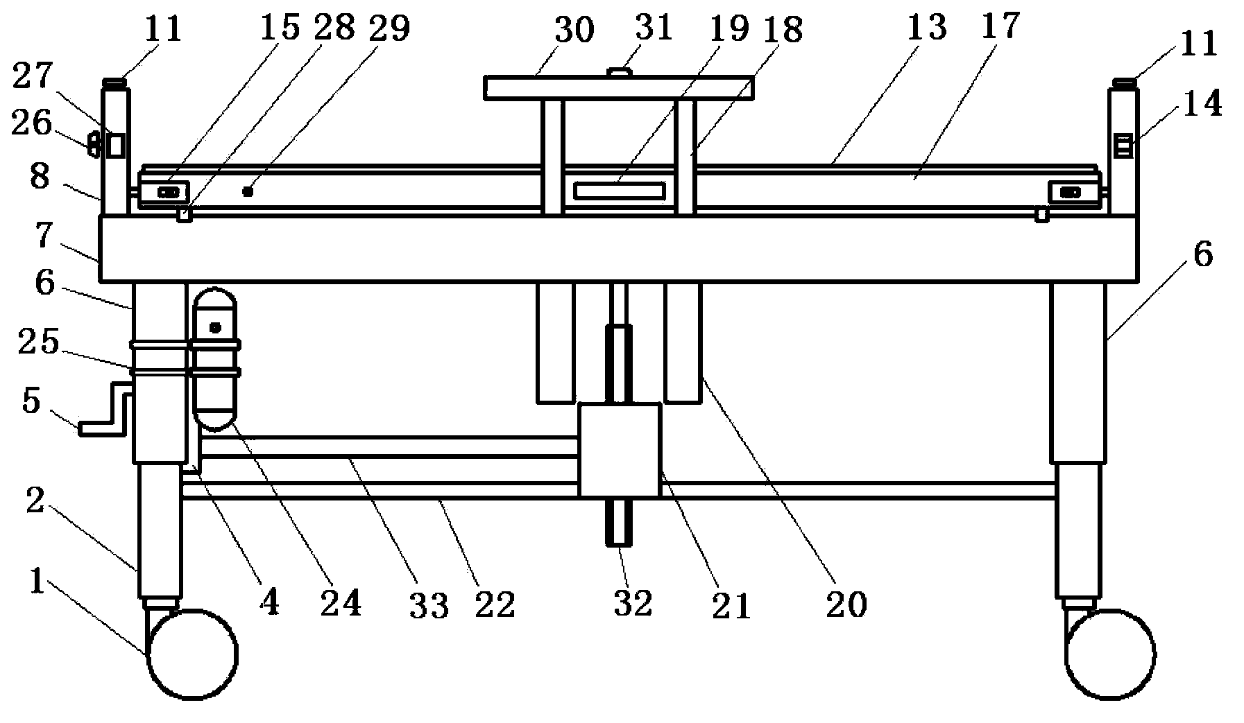 Butt joint type operation patient transfer trolley