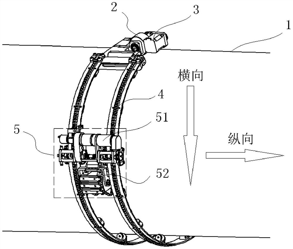 Ultrasonic detection device and detection method for in-service pipeline or pressure vessel