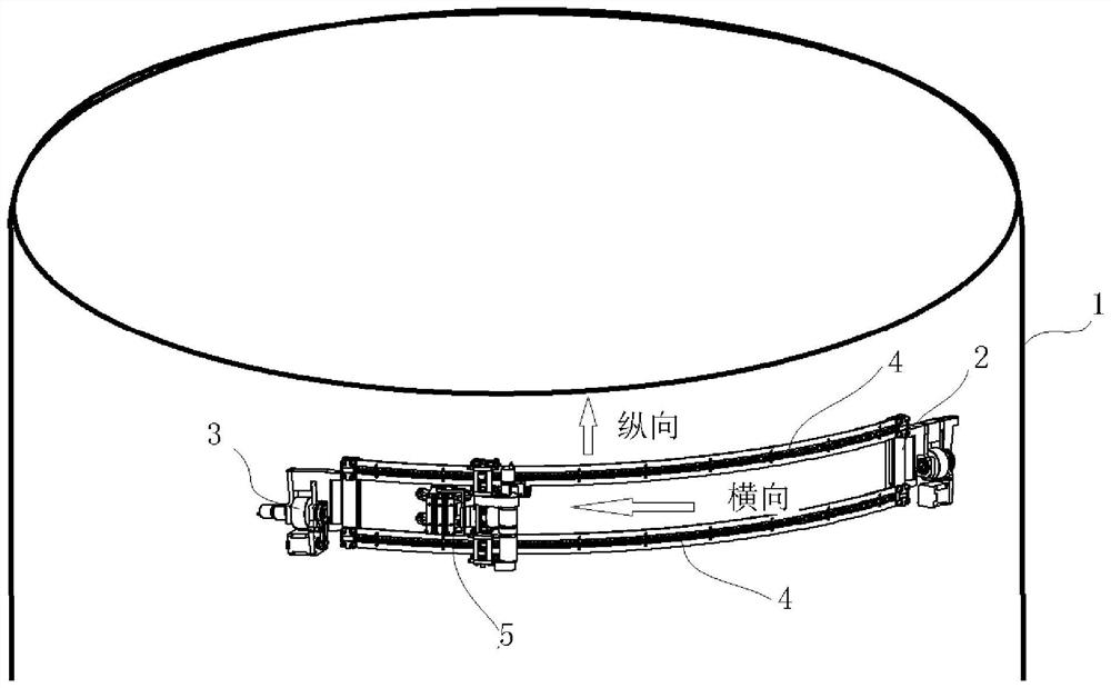 Ultrasonic detection device and detection method for in-service pipeline or pressure vessel