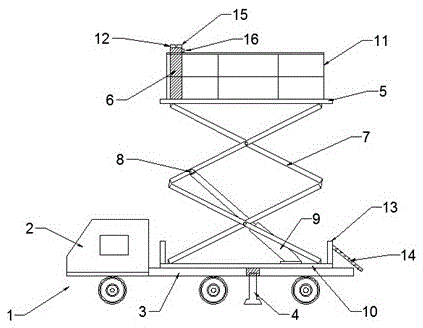 Lifting type construction platform car used on construction site