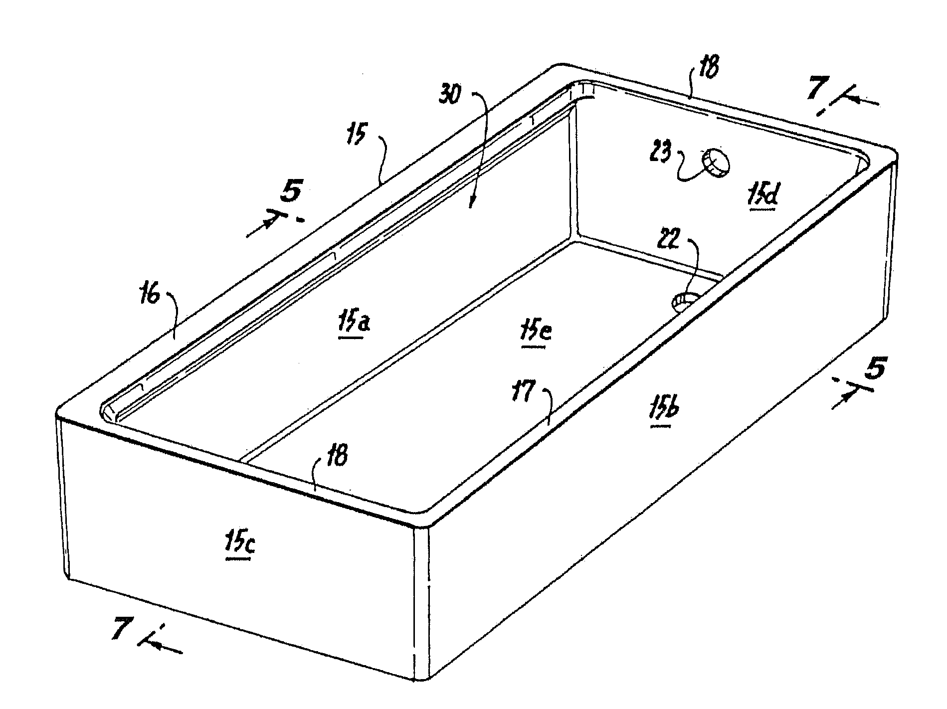 Bathtub fitting standard external space while affording safe egress and larger floor area with enclosed volume