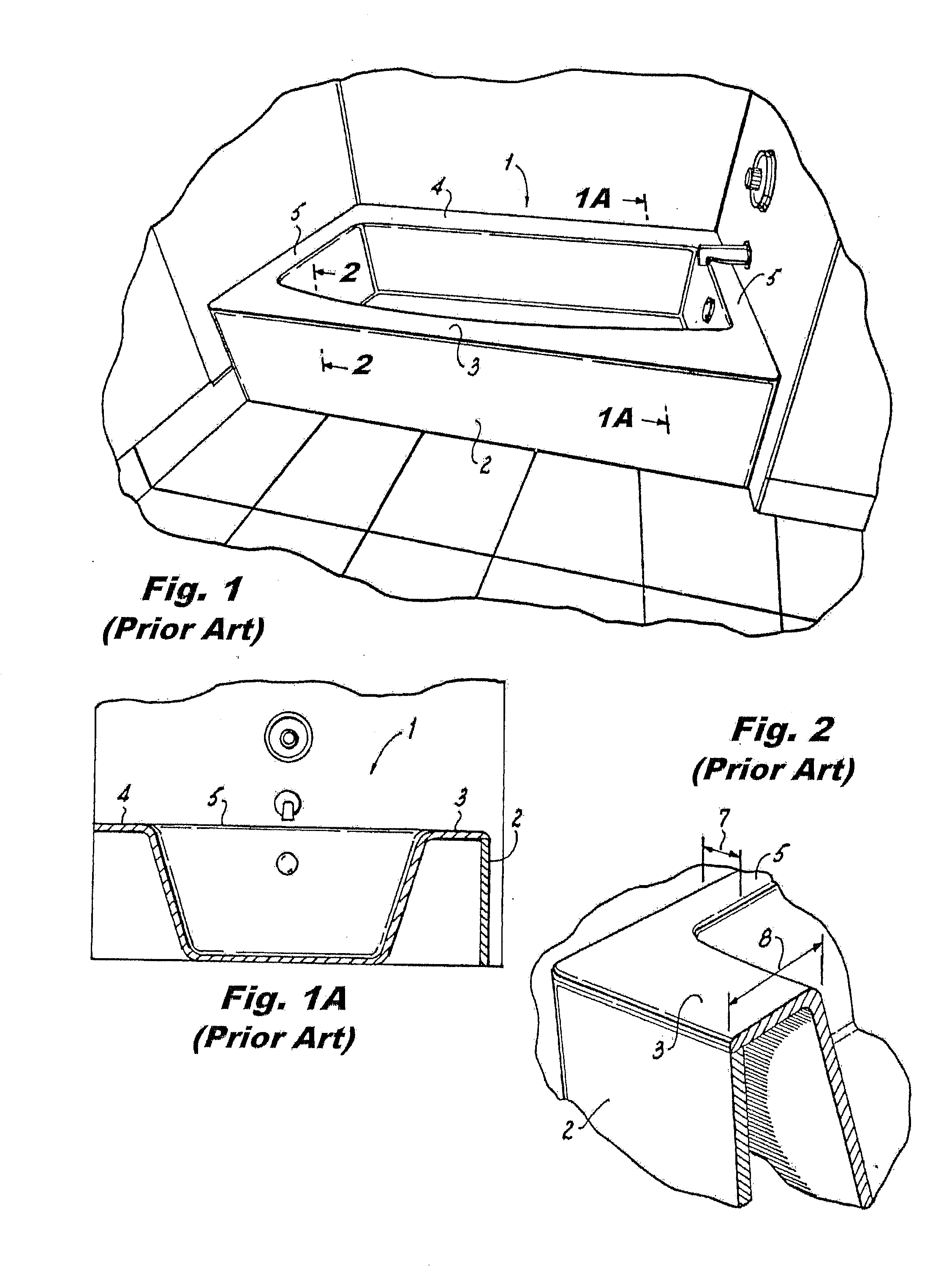 Bathtub fitting standard external space while affording safe egress and larger floor area with enclosed volume