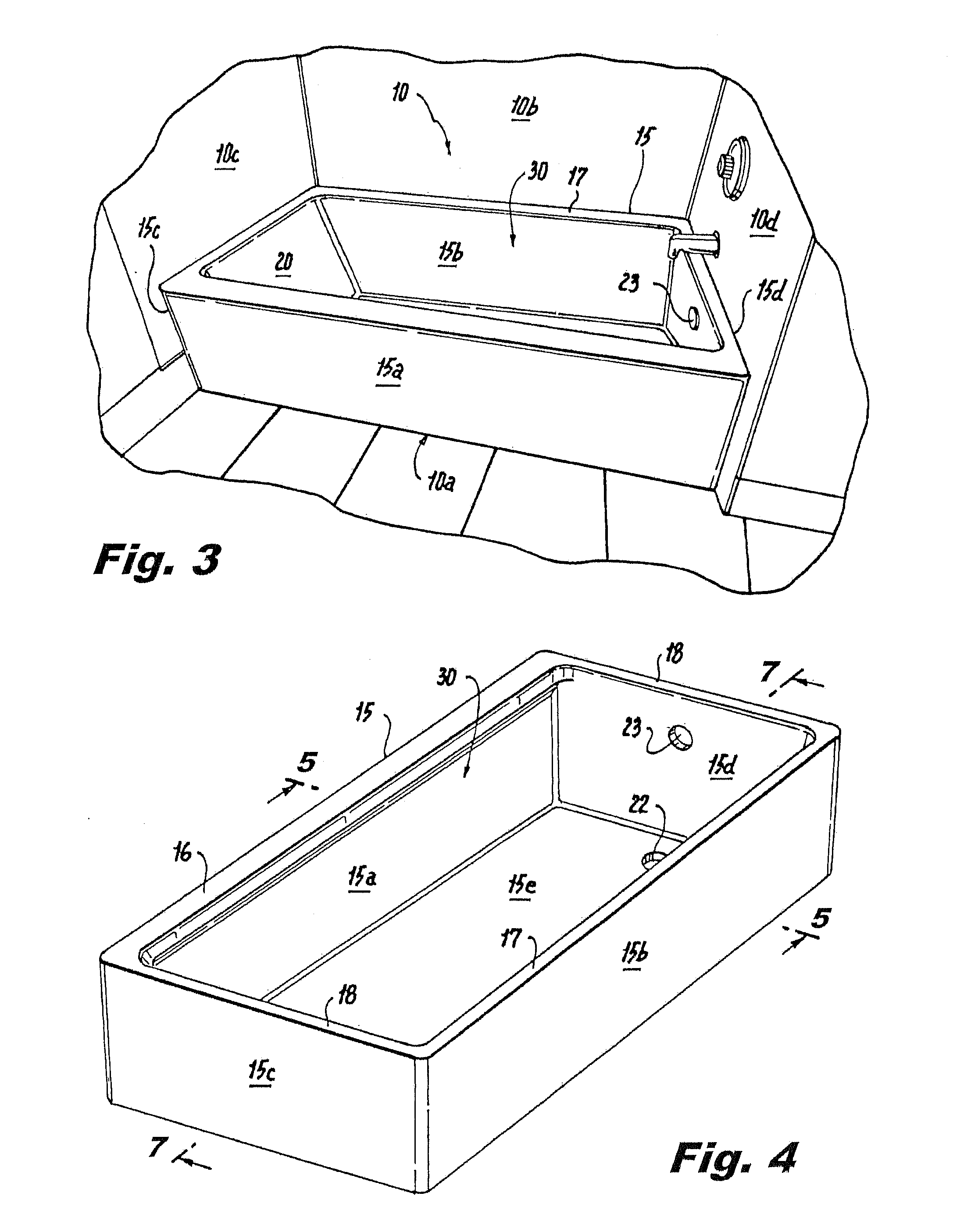 Bathtub fitting standard external space while affording safe egress and larger floor area with enclosed volume