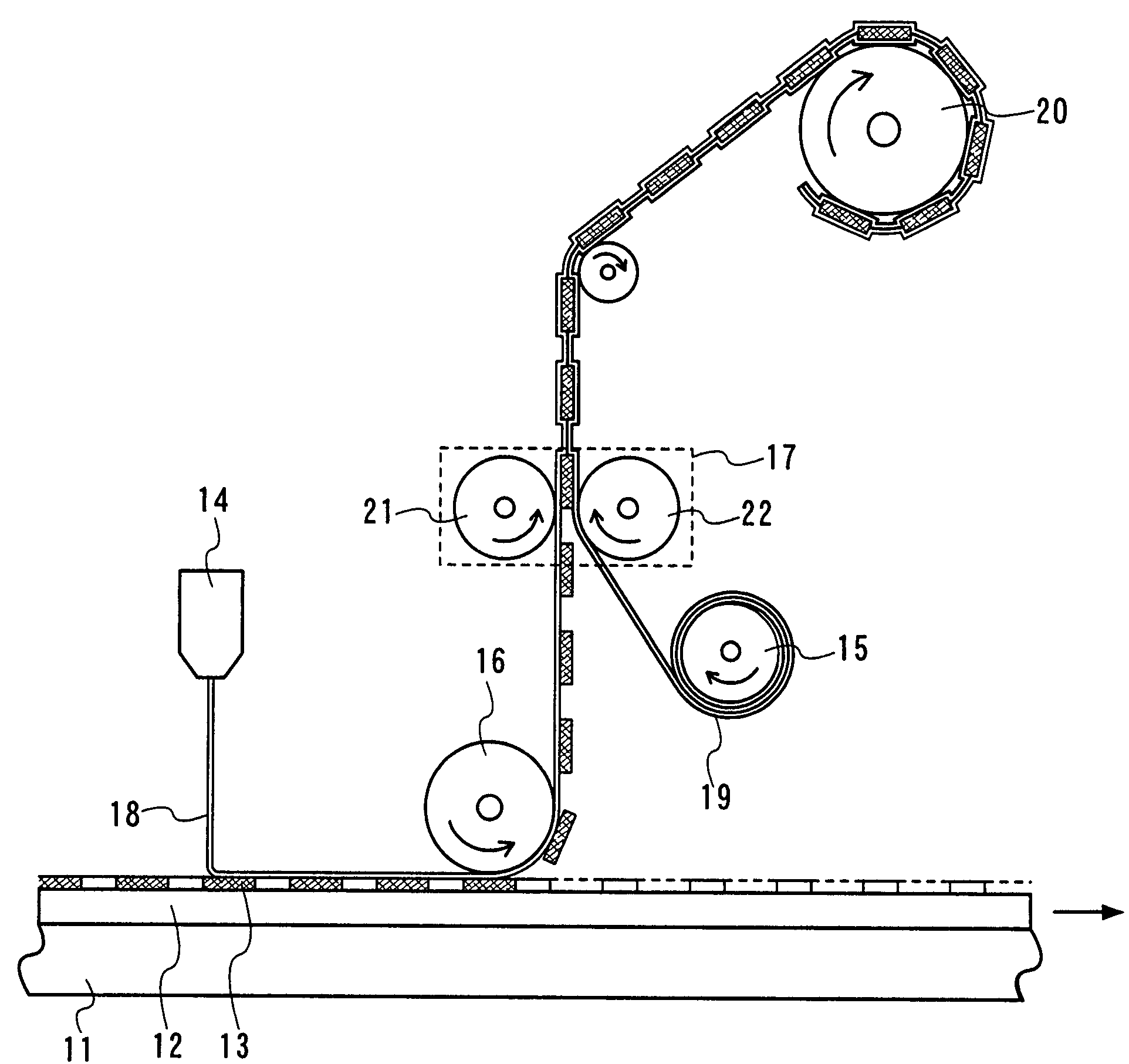 Laminating system, IC sheet, roll of IC sheet, and method for manufacturing IC chip