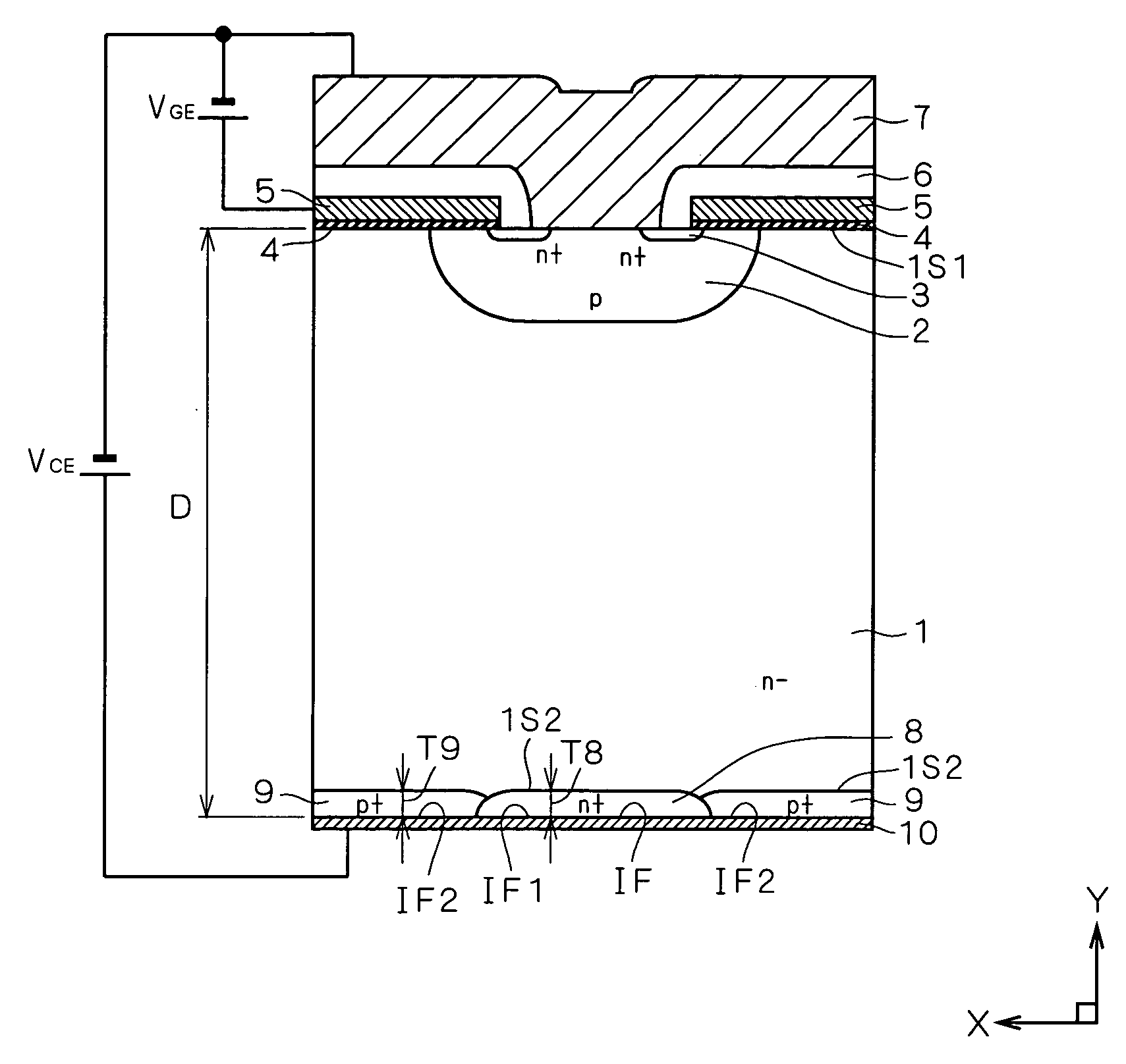 Insulated gate bipolar transistor with built-in freewheeling diode