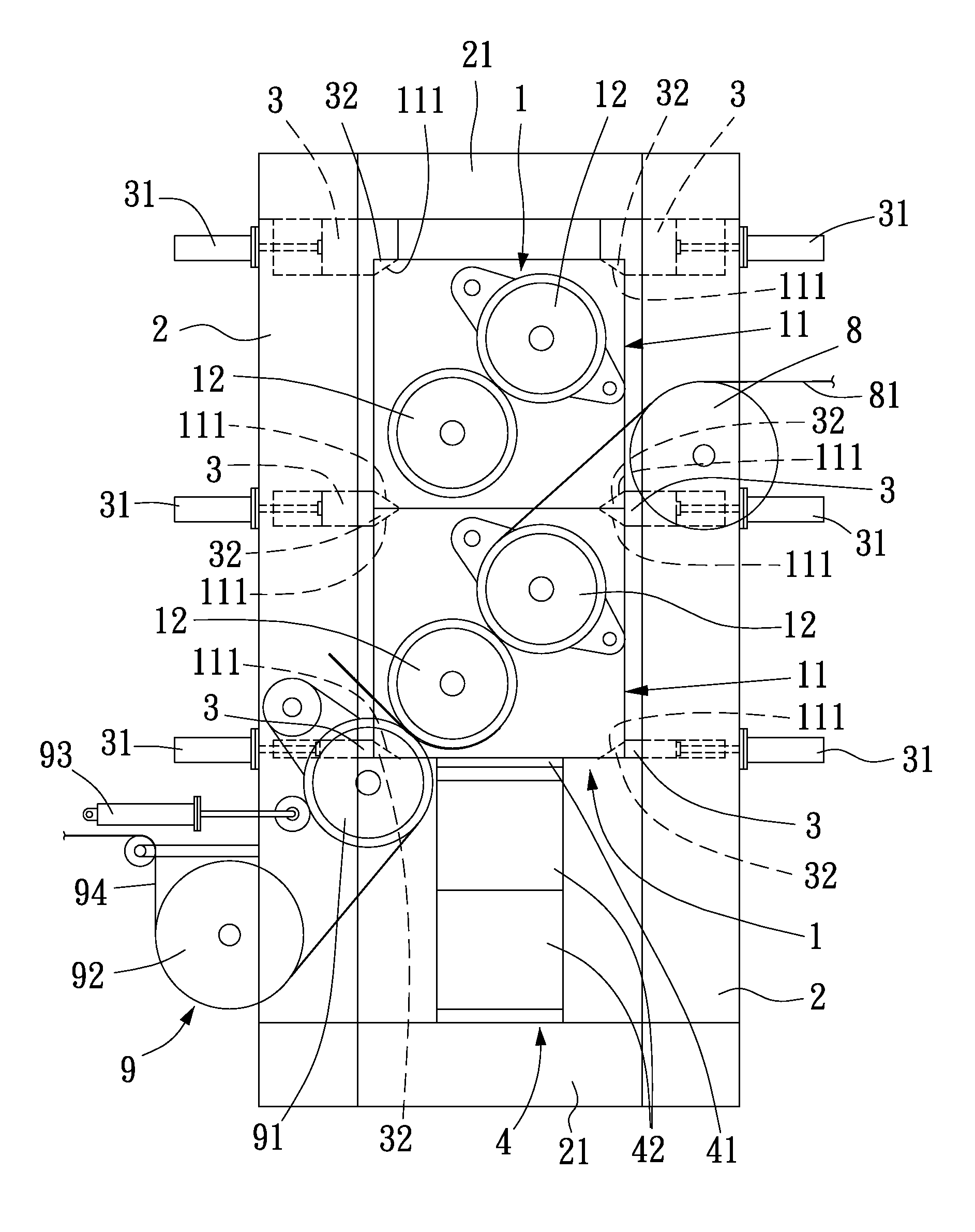 Corrugating roller pair support frame