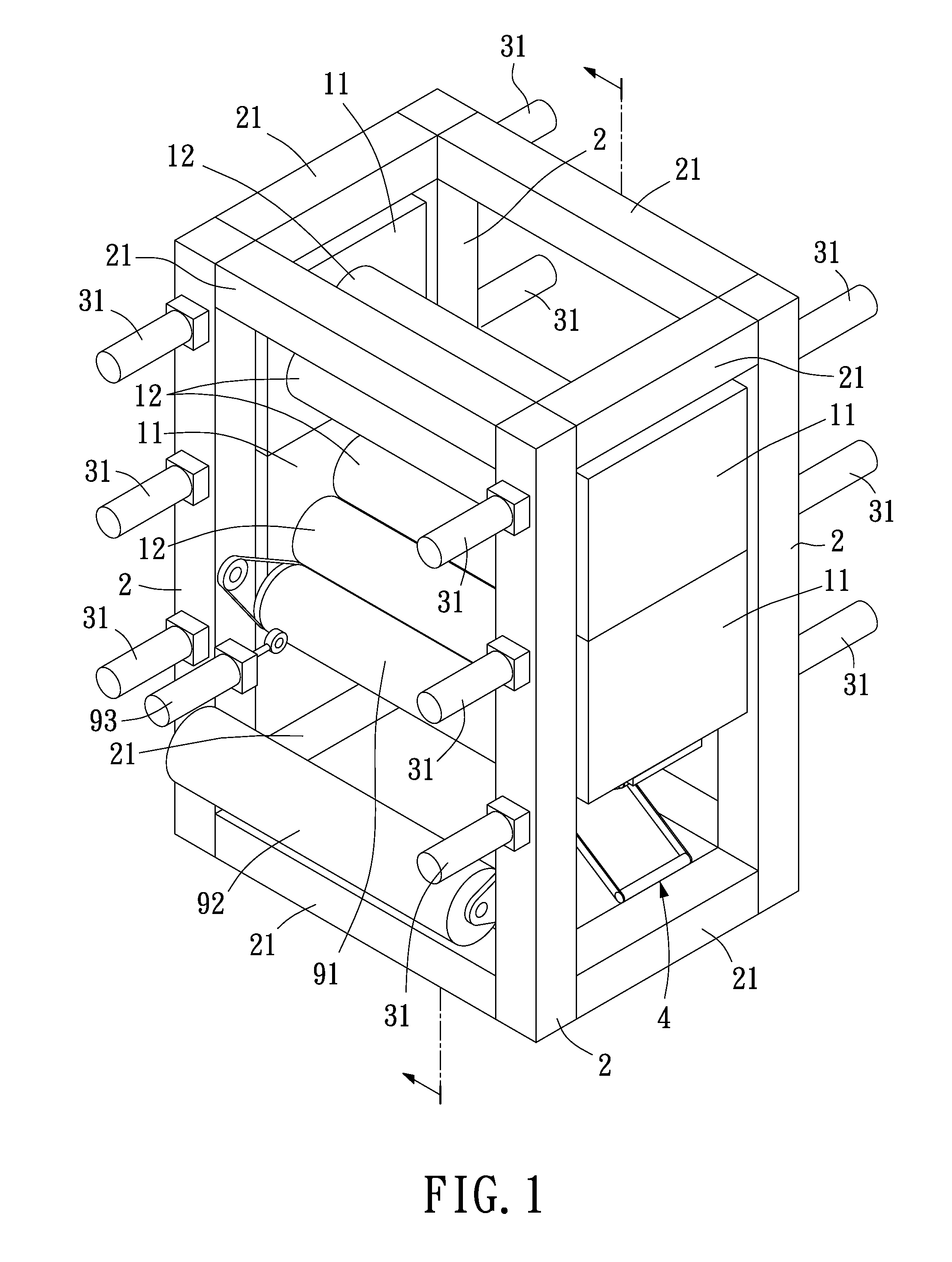 Corrugating roller pair support frame