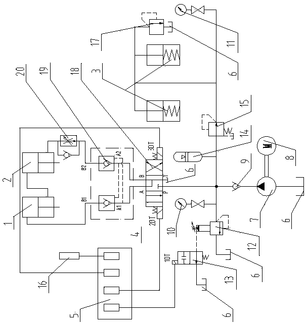 Full-automatic plate shearing machine hydraulic system on basis of PLC control