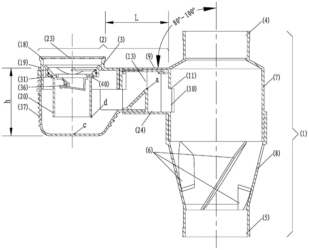 A kind of swirl type drainage concentrator for building kitchen