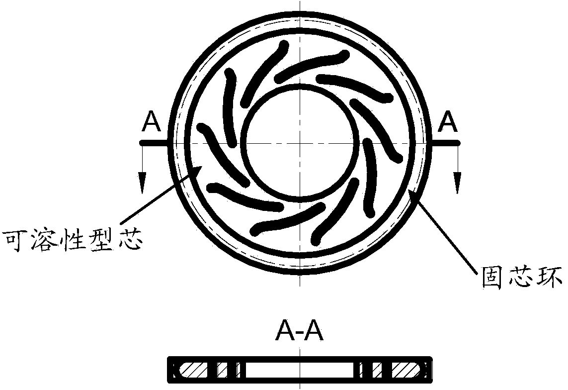 Core fixing ring and method for making soluble core of swirler