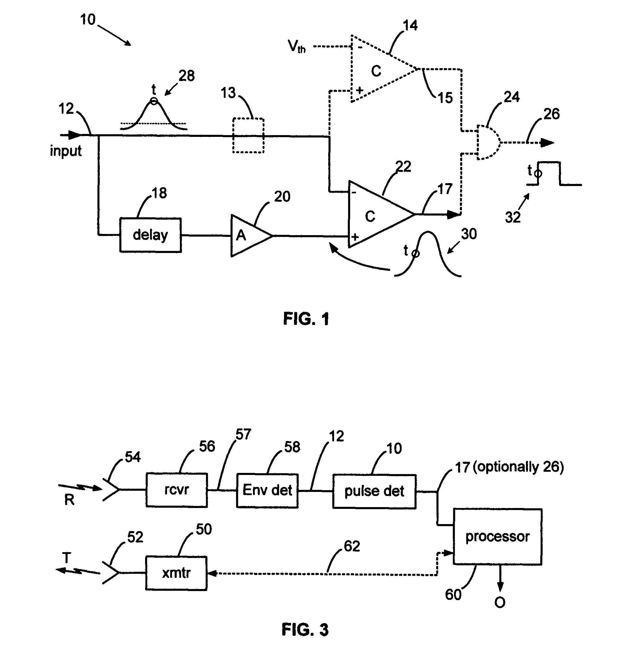 Self-referencing radar pulse detector