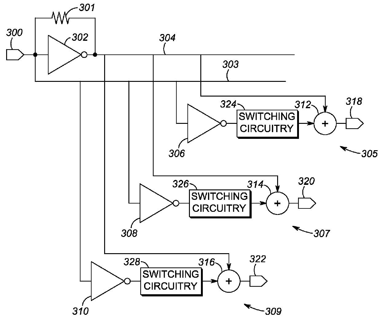 Switchable multi-output low-noise amplifier with distortion cancellation