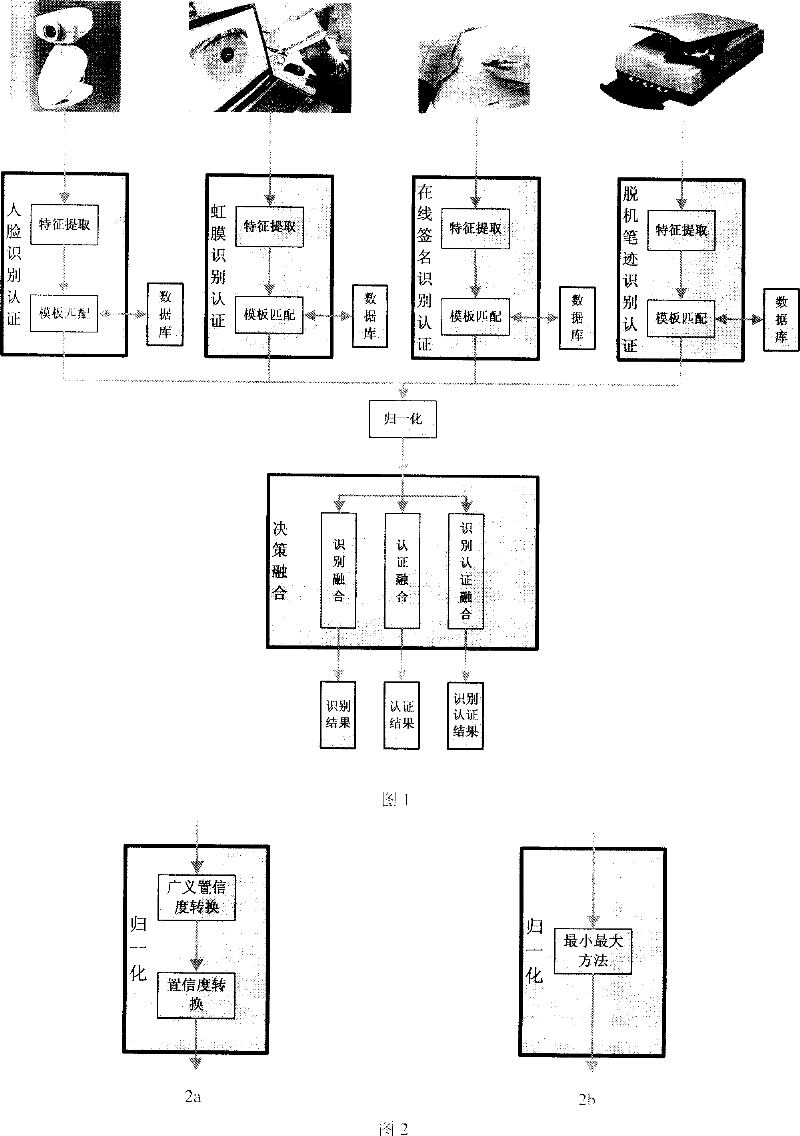 Biocharacteristics fusioned identity distinguishing and identification method